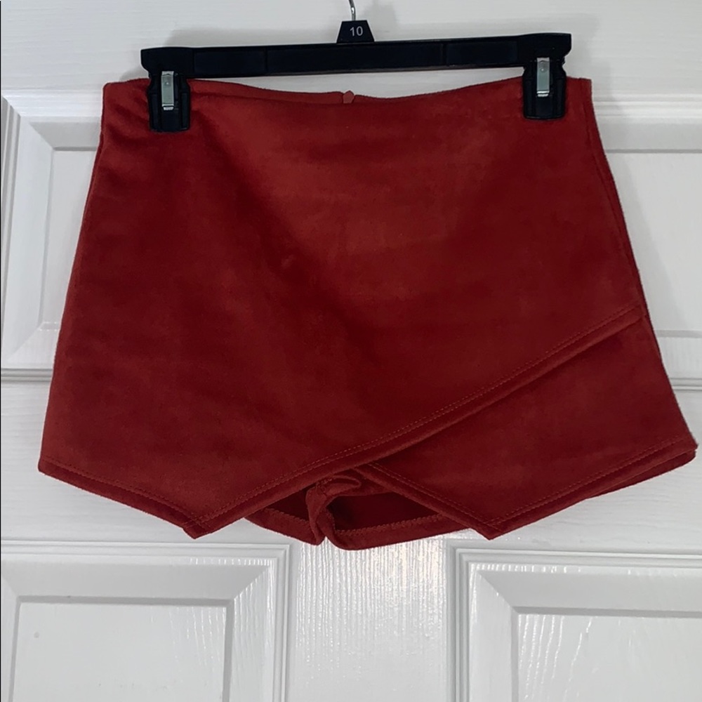 Rust Orange Suede Envelope Skort - image 1